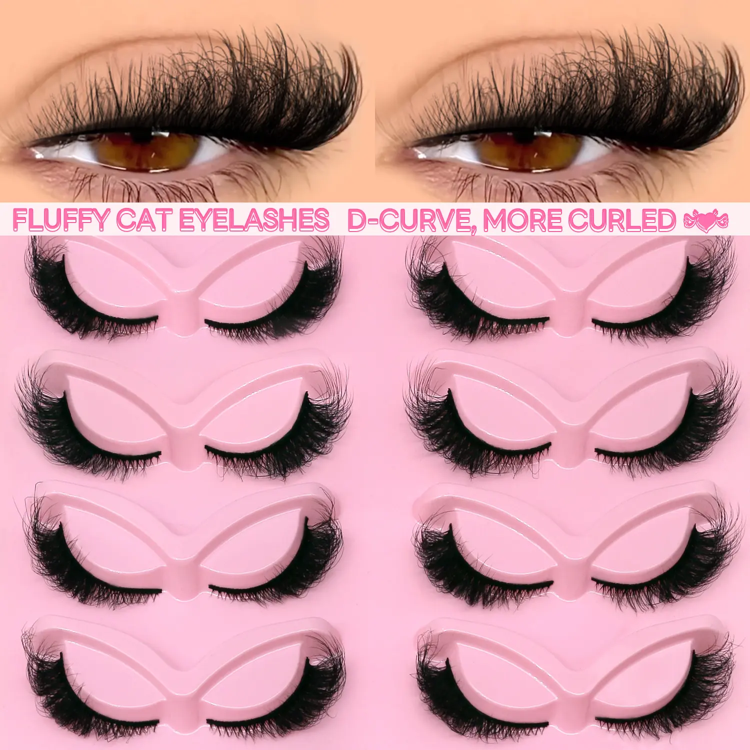 GROINNEYA 3D Faux Mink Lashes, Volume Cluster Lashes, Volume Eyelash Clusters, Flare Lashes, 5 Pairs/10 Pairs Fluffy Soft Lightweight Full-Volume False Eyelashes, Curly Lashes Eyelash Set