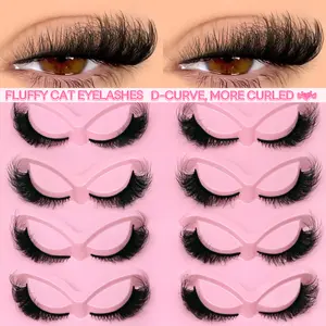 GROINNEYA 3D Faux Mink Lashes, 5 Pairs/10 Pairs Fluffy Soft Lightweight Full-Volume False Eyelashes, Curly Lashes Eyelash Set