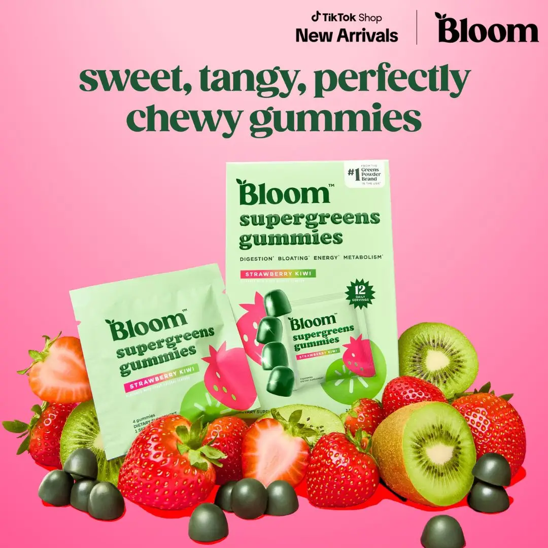 Bloom Nutrition Supergreens Gummies - Daily Greens, Easy Gut Health & Energy Support, 30+ Ingredients, Dairy-Free, Gluten-Free, Keto-Friendly, Non-GMO
