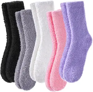 Womens Fuzzy Socks Cozy Fluffy Winter Cabin Slipper Warm Soft Microfiber Plush Home Sleeping Socks