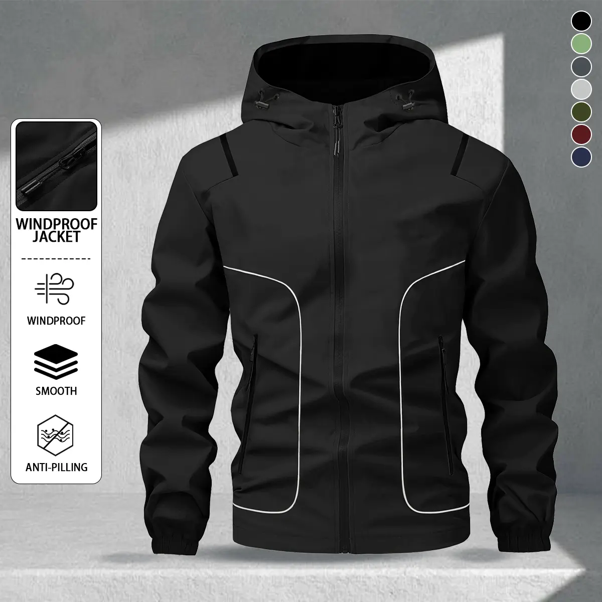 Men’s outdoor functional reflective hooded jacket | Windproof sports jacket, perfect for outdoor activities and everyday wear; stylish and practical—an ideal choice for relatives, friends, and husbands