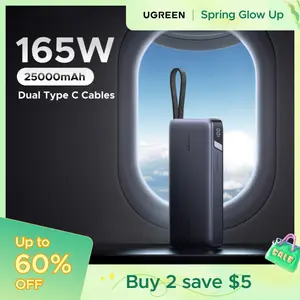UGREEN 165W Power Bank, 25000mAh Laptop Portable Charger USB-C PD Fast Charging Laptop External Battery Pack for Dell,MacBook,HP,Asus,Lenovo,Steam Deck,Switch,iPhone,Galaxy, iPad and More，TikTokShopSpringGlowUp,Greenish