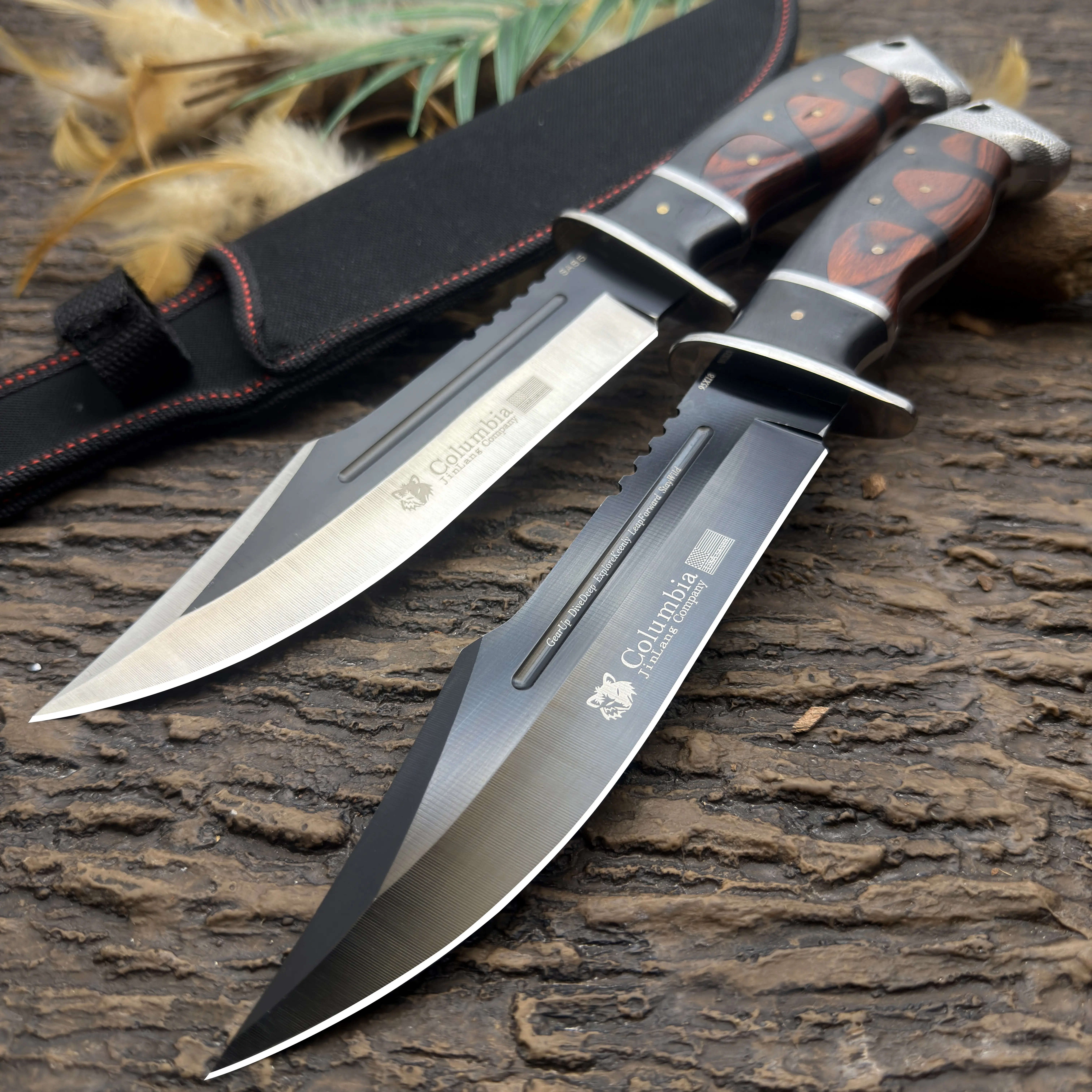 Premium Stainless Steel Fixed Blade Meatknife - Ergonomic Wood Handle Kitchenware, Multi Use Knives with Sheath Protection, Choose Finish Matte Black for Meat Cutting, Full Tang