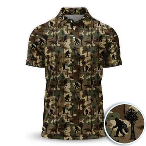 Bigfoot Camo Funny Pattern Golf Polo Shirt Print Gift for Men Lightweight