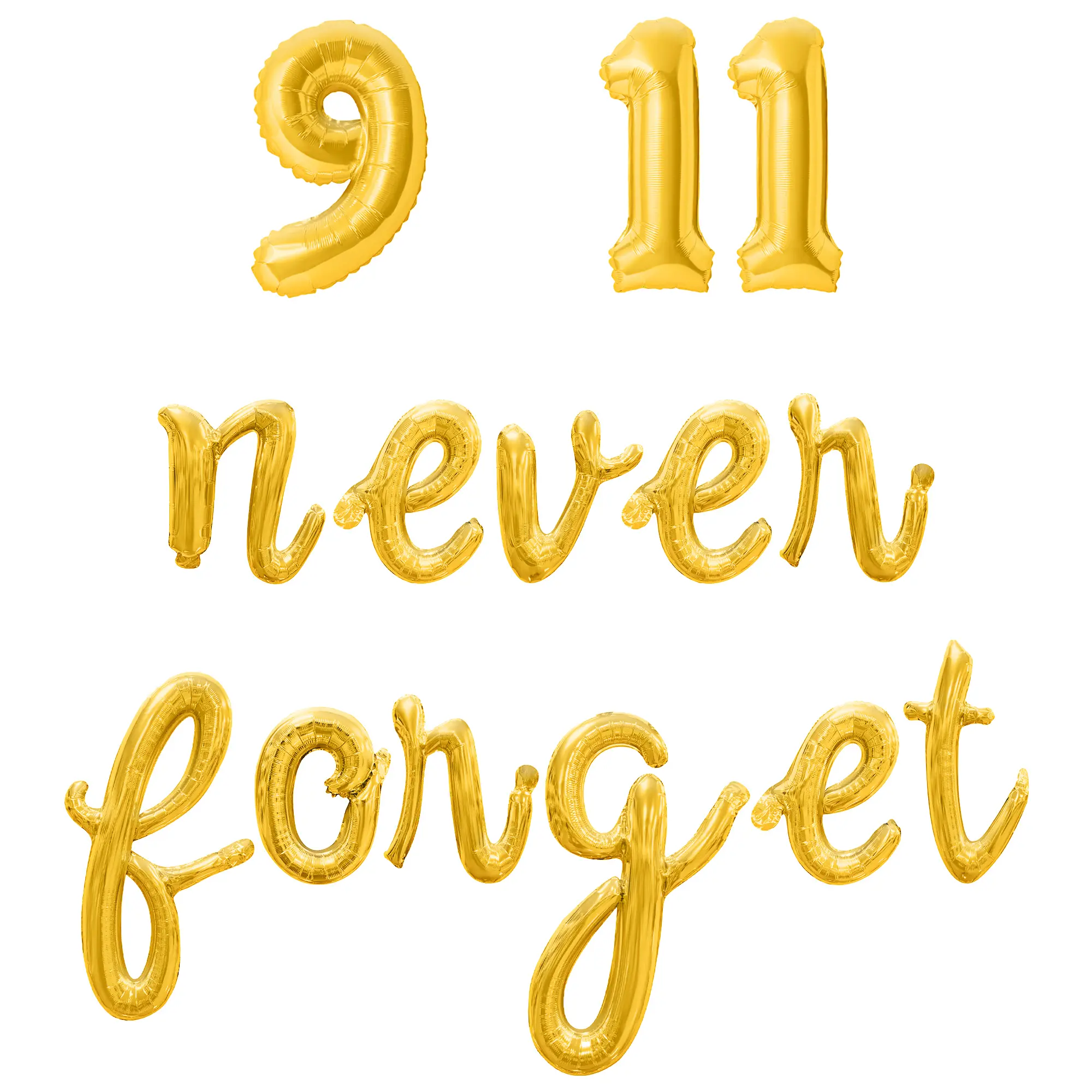 Cursive Script Letter Balloons - 9 11 NEVER FORGET 16" Inch Alphabet Letters Foil Mylar Balloon September 11th Party Banner