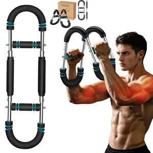 Arm Trainer for Men,Full Upper Body Fitness Equipment with High Strength Metal Spring & Anti Slip Foam Handles,Portable & Detachable Home Gym Workout Bar for Chest, Arms, Biceps, Abs, Shoulders,and Back Exercises