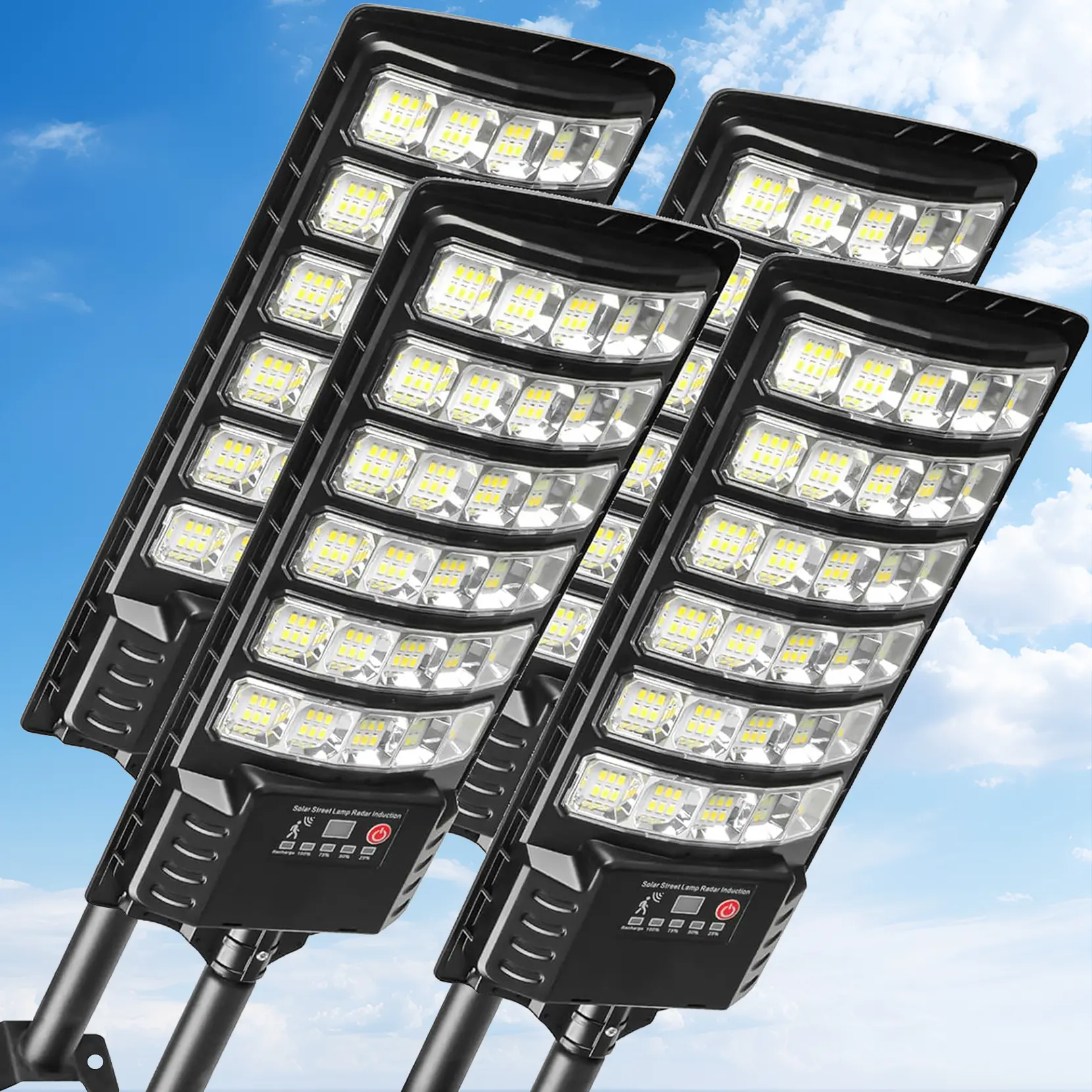 SunGlowHub Solar Lights Outdoor, IP66 Waterproof Street Lights Outdoor, 6500K Dusk to Dawn Solar Security Flood Lights Motion Sensor with Remote Control for Yard, Entryway Garage, Porch