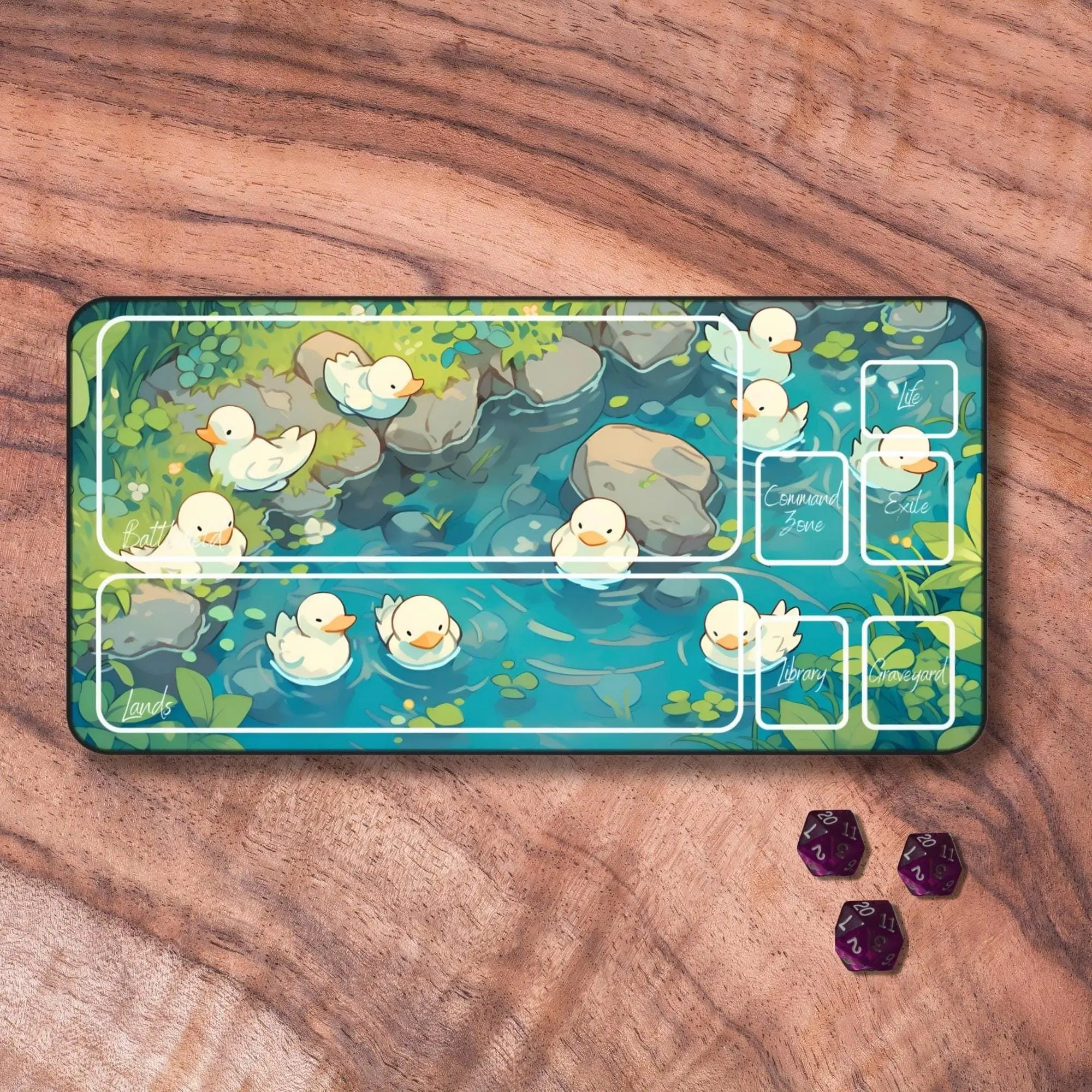 MTG Playmat with Zones, Cute Duck Themed MTG Playmat Available With or Without Zones, Aesthetic TCG Play mat, Cozy Gamer Girl Gifts