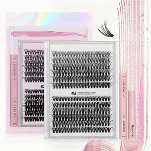 30D+40D 2 Style Lash Clusters Kit, 1 Set Mixed Length Individual Eyelash Extensions Kit, Self Grafting False Eyelashes with Tweezers Glue & Remover, Professional Eye Makeup Accessories for Women Salon Flawless Gentle Lightweight Cosmetic