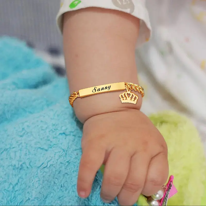 Personalized Baby Name Bracelet – 18K Gold Plated Custom Minimalist Jewelry Gift for Mom, Newborn, Daughter, or Baby Shower