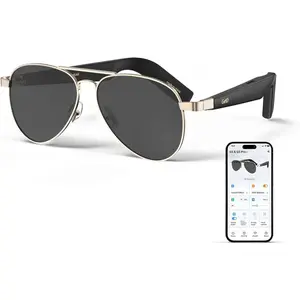 AI Smart Glasses with ChatGPT Translation, Open-Ear Audio, Polarized Aviator Sunglasses for Men Women
