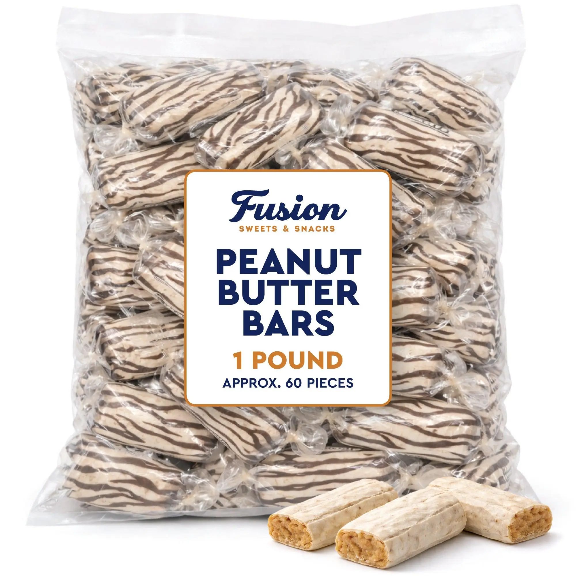 Old Fashioned Peanut Butter Bars - 1 lb (Approx 60 Pieces), Bulk Individually Wrapped Sweet Peanuts Snack, Baking Pantry Road Trip Treats