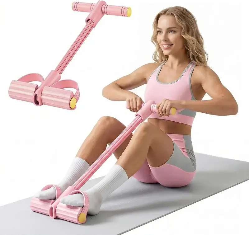 Women's Multicolor Pull Resistance Band - Lightweight Foldable Adjustable TPE Fitness Tube with Non-Slip Foam Handles, Portable At-Home Workout Equipment for Beginners, Abs Training, At Home Gym Equipment, Abs At Home