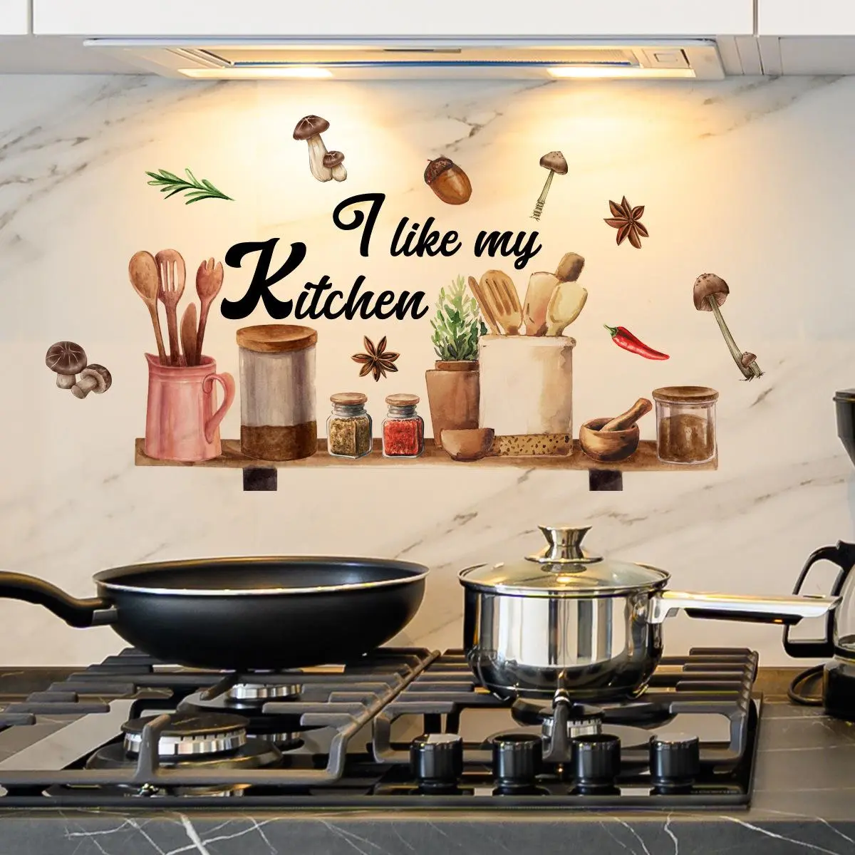 Kitchen Wall Sticker, Modern Kitchen Wall Decal, Waterproof Wall Decal, Removable Vinyl Peel and Paste Wall Sticker, Home Decoration for Kitchen Restaurant, Interior Wall Decor, Decorative Decal, Ornaments, Wall Art Stickers