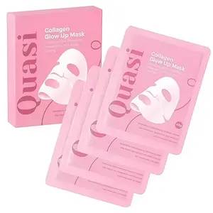 Quasi Collagen Glow Up Mask 2.0, Quasi BioCollagen Face Mask, Firm Skin Deep HydratingMasks for Wrinkle Reduction and PoreMinimization - Glow like Glass Skin (2 Box8Pcs))