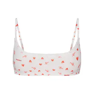 LIGHTWEIGHT COTTON POINTELLE SCOOP BRALETTE | SNOW ARROWED HEARTS