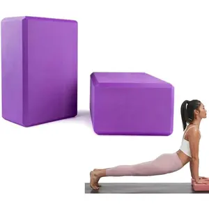 2 yoga blocks, high-density EVA foam bricks for training, fitness exercises, stretching, and meditation (purple)