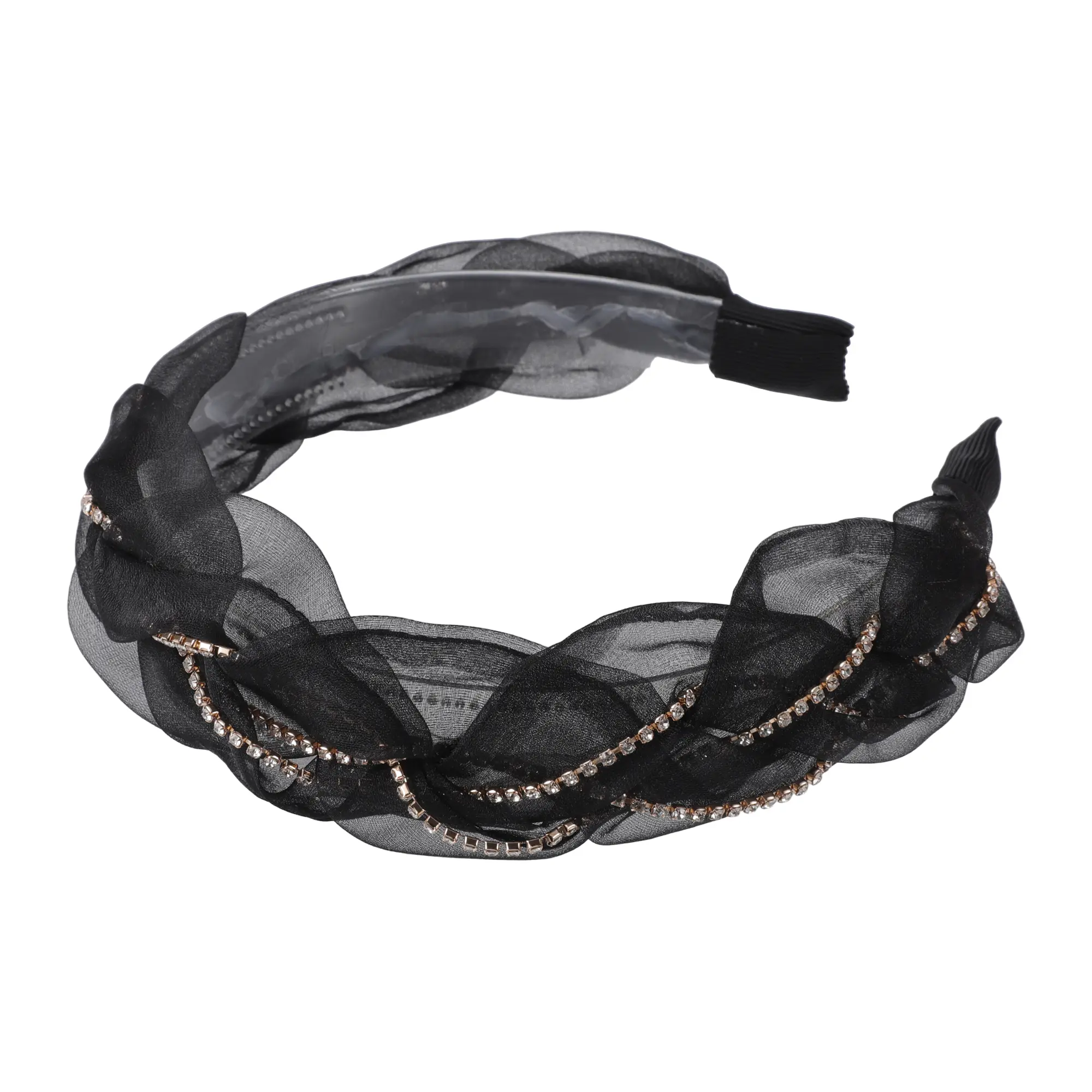Unique Bargains 1pc Mesh Rhinestone Chain Headband, Bling Padded Hairband Sparkle, Faux Crystal Headbands, 1.1" Wide