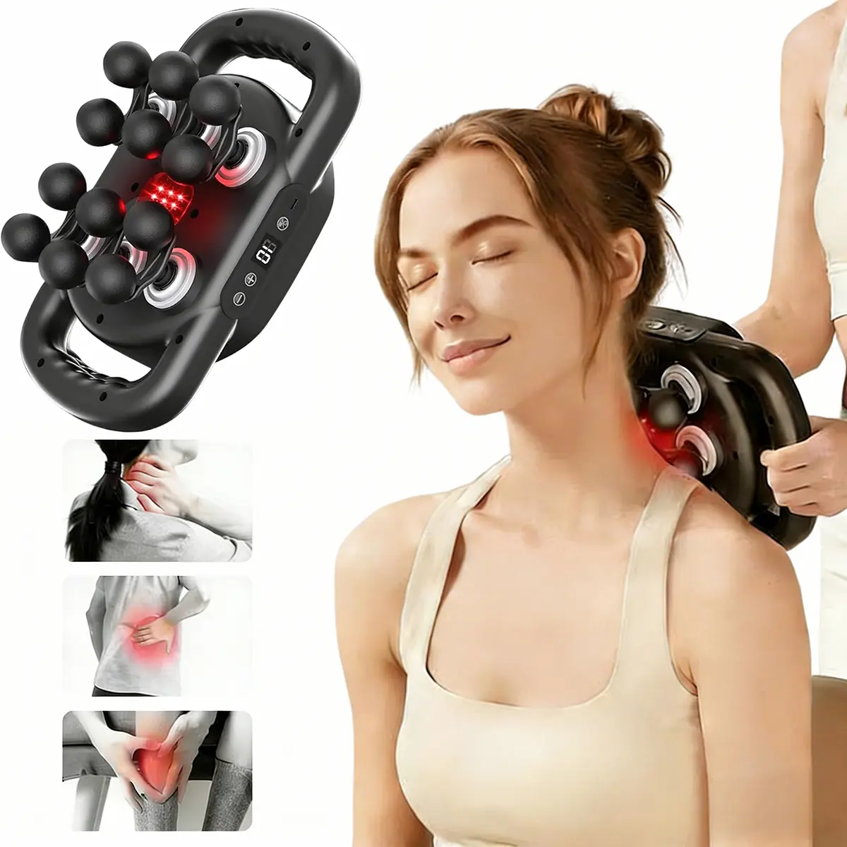 12-Head Deep Tissue Massage Gun with 9 Levels & 9 Modes, Professional Electric Massager for Full Body Muscle Pain Relief, Ideal Gift for Father's Day, Men, Women, Mom & Dad, Foot Pain Relief, Tight Muscles Relief