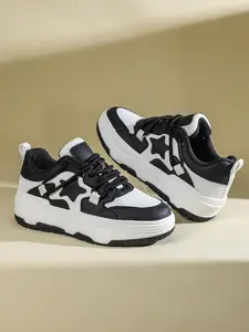 Men's Fashionable Colorblock Star Pattern Lace Up Low Top Sneakers, Casual Comfortable Breathable Sports Running Shoes, Male All-match Round Toe Shoes for Daily Wear