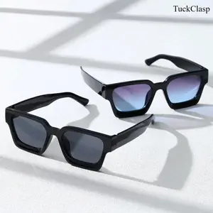 2PCS Stylish Rectangular Sunglasses for Women & Men, Lightweight Plastic Frame Fashion Eyewear for Daily Wear, Concert Nights, and Casual Outings