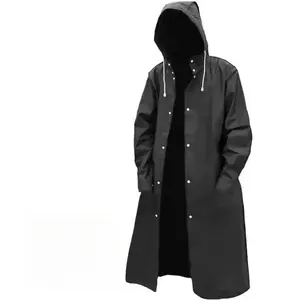 Men’s reusable EVA long raincoat, lightweight rain coat, windproof waterproof trench coat for hiking, fishing, dog walking, and outdoor activities GARMENTARY