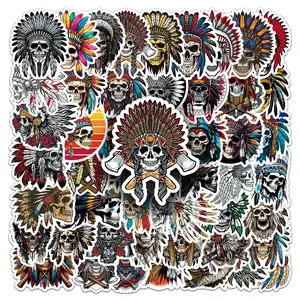 Chief Premium Skull Stickers Series, 50pcs Skull Decal for Scrapbooking Journals Laptops Water Bottles Cars, Based on Belief Design Positive Message Gift