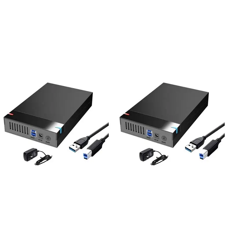 2 Set 3.5 Inch SATA to USB 3.0 Port HDD Enclosure - External Hard Drive Case, Data Transfer Box for PC, Laptop (US Plug)