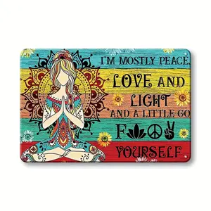 Mostly Peace and Light Vintage Letter Pattern Metal Tin Sign Wall Decor for Garage Living Room Bedroom