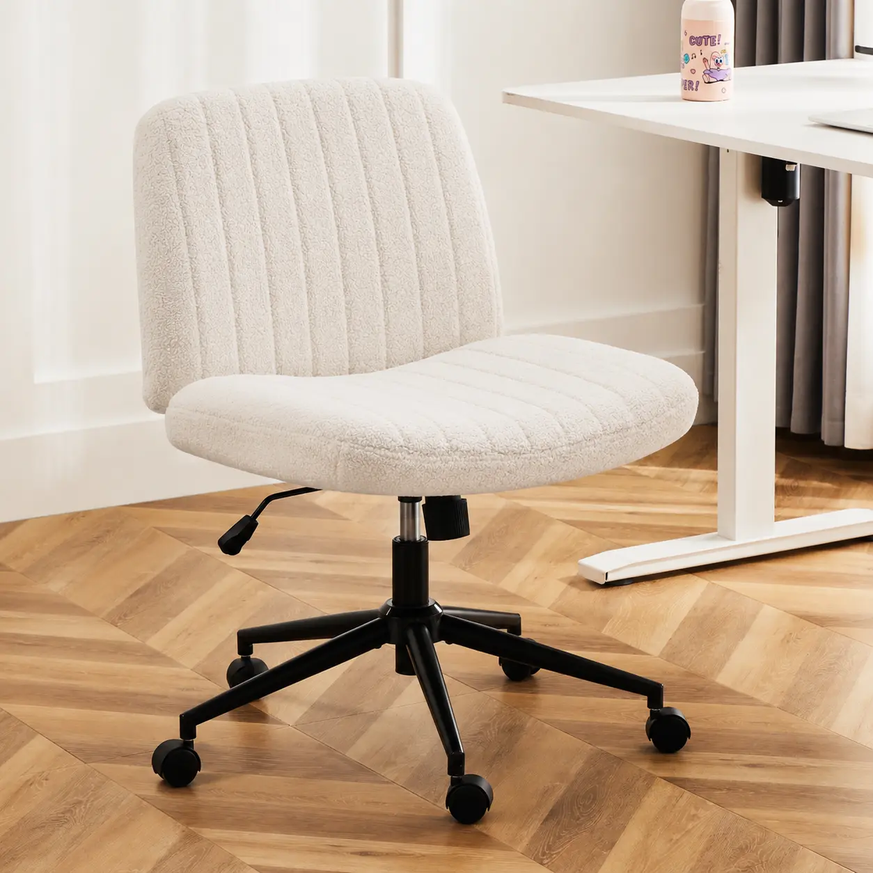 Height Adjustable Criss Cross Chair with U-Shaped Cushion and Dual-Purpose Base, Wide Swivel Desk Chair for Home Office Height Adjustable Criss Cross Chair with U-Shaped Cushion and Dual-Purpose Base, Wide Swivel Desk Chair for Home Office