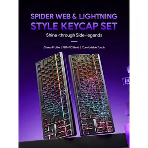 [Keycap Only] FURYCUBE 126-Key Spider Web Lighting Keycaps for Mechanical Keyboard, Cherry Profile Durable PBT+PC Material Side-Printed Characters Premium  Accessories for Custom Magnetic Gaming Keyboards and PC Gaming Room Decor