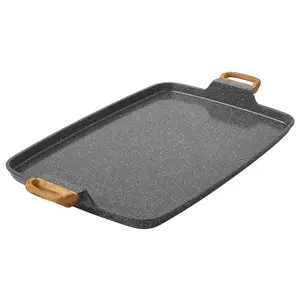Cast Aluminum Double Griddle, Charcoal，Cast Aluminum Double Griddle, Charcoal，Non-stick coating for simplified cooking and cleaning Cookware Pans