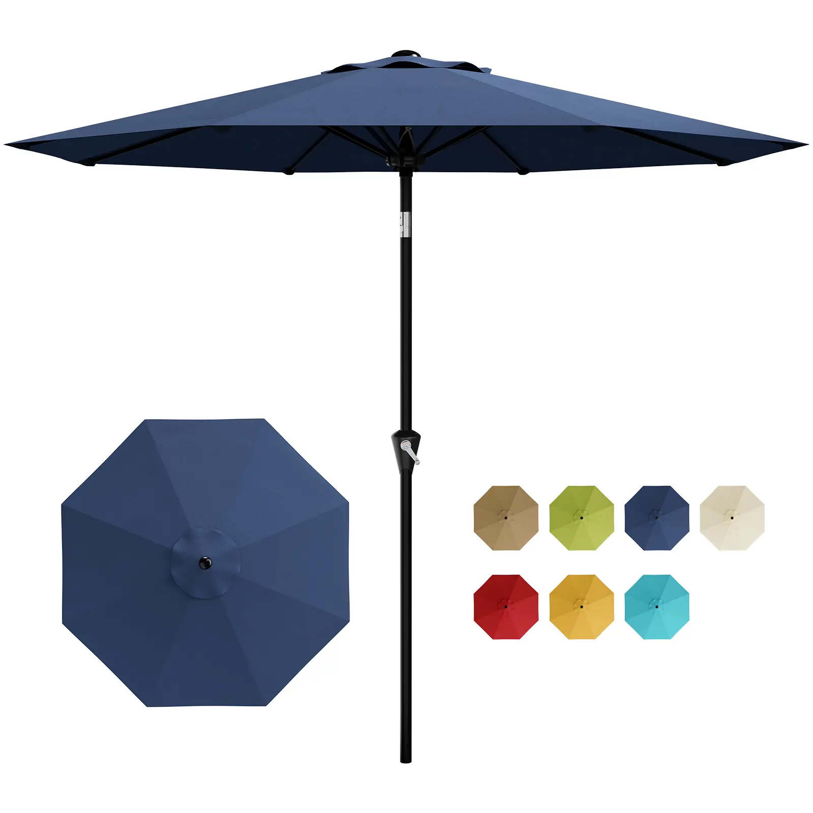 10FT Outdoor Patio Umbrella – UV Resistant Market Table Parasol with Easy Push Button Tilt, Crank Handle, 8 Durable Fiberglass Ribs – Rectangle Sunshade, Large Coverage, Ideal for Patio, Deck, Yard, Pool