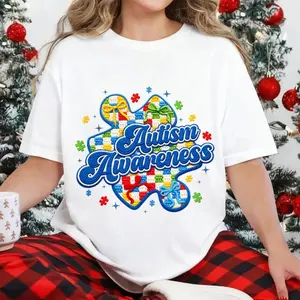 100 Percent Cotton Autism Awareness T-Shirt With Colorful Puzzle Piece Design For Spring And Summer Wear Perfect Gift For Loved Ones Supporting Autism Awareness