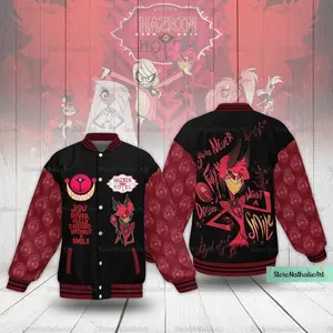 Hazbin Hotel Fan Varsity Jacket Casual Streetwear Style, Trendy Graphic Outerwear for All Ages