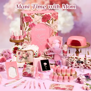 Beetles Mani Time with Mom Mother’s Day Gift Box, 12 Gel Nail Polish Colors with Nail Lamp, HEMA Free & TPO Free Complete Manicure Kit, Shea Butter Hand Cream, Premium Keepsake Gift Box for Mom