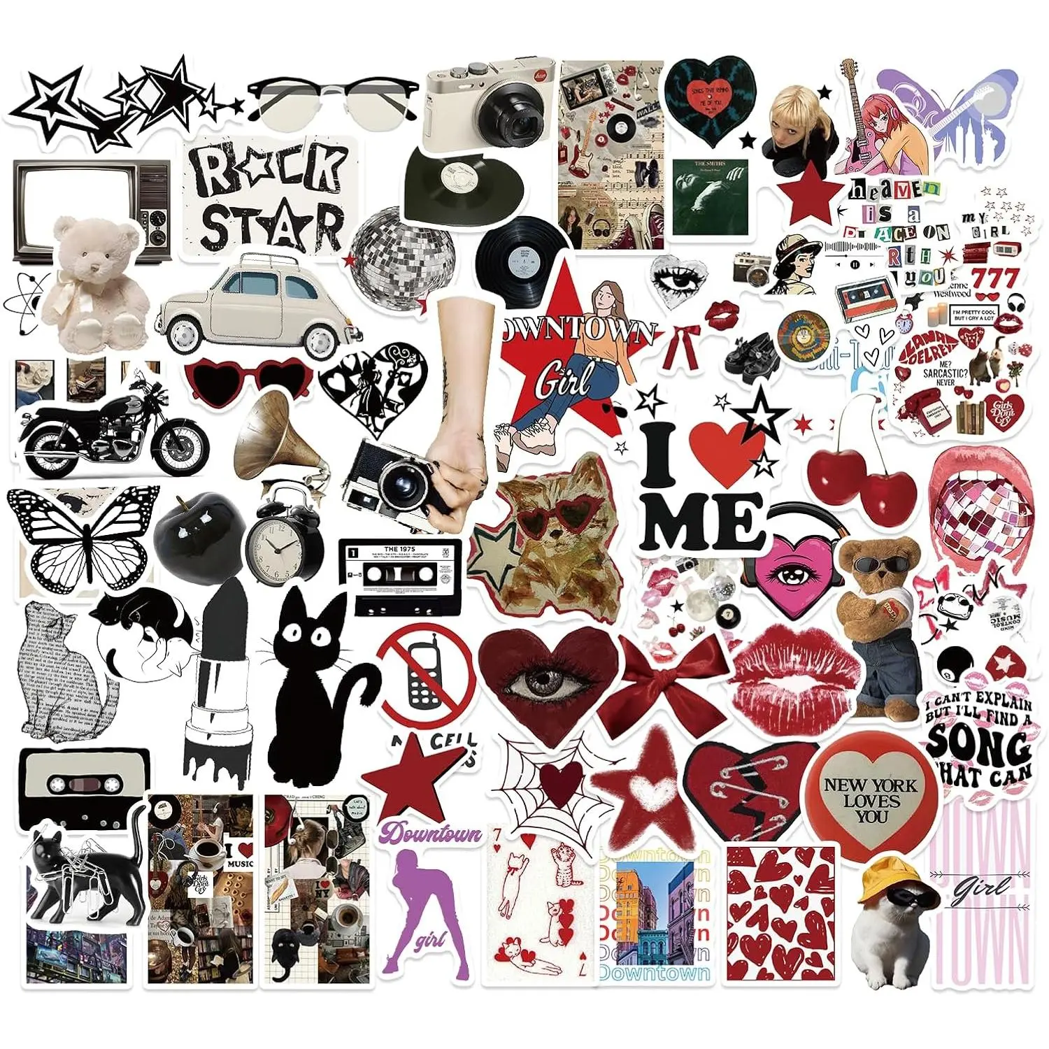 F-PCS10  170PCS Y2K Grunge Stickers, Aesthetic Downtown Girls Pack Cool Trendy 2000s for Water Bottle Funny Waterproof Stickers for Teens Adults Vinyl for Laptop Skateboard HahZen SPORT