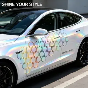 This holographic honeycomb decal just changed my car’s entire vibe Smooth Surface Stickers Set Molded Textured Cover for Dash SUVs car wrap protection