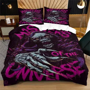 The Dark Skeleton Print Quilt Cover Set includes one quilt cover and one or two pillowcases, excluding the quilt and pillow inner. It is a bedding set suitable for bedrooms or dormitories, and is ideal for gifting or personal use