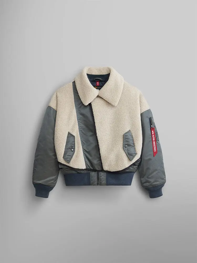 WOMEN'S B-15 SHERPA HYBRID BOMBER JACKET (FIELD GRAY)