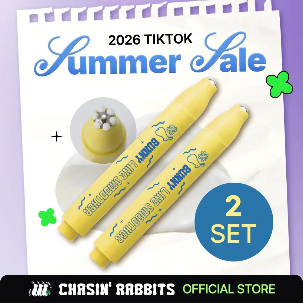 [2 PACK] CHASIN' RABBITS Bunny Line Smoother Eye Cream Roller, 0.5 Fl Oz, Eye Serum with Surgical Steel Cooling Stick, Under Eye, Vegan, Korean Skincare Eye Health Products