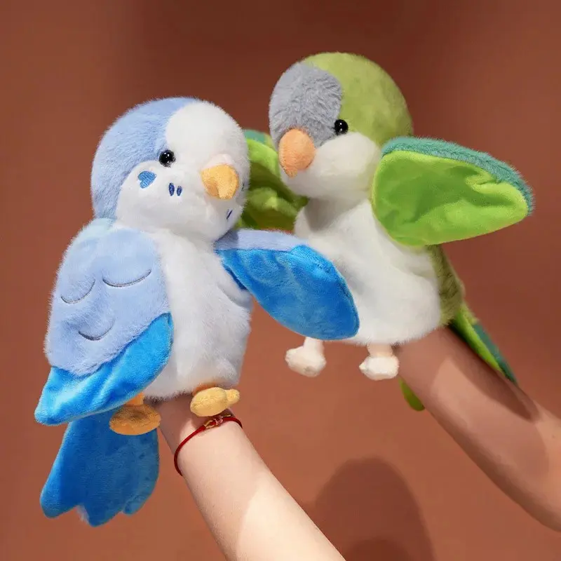 Kawaii Look Fluffy Soft Plush Bird Parrot Hand Puppet - Cockatiel Budgerigar Cosplay Accessory, Baby Educational Entertainment Toy, Adults' Confidence-Booster, B