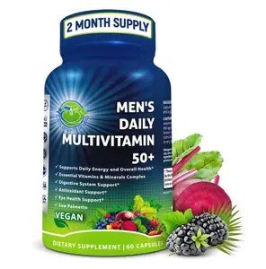 Men's Daily Multivitamin 50 Plus - Vegan Methylated Multivitamin for Men 50 and Over - Saw Palmetto, Biotin, Organic Superfoods, Lutein - Eye, Energy, Gut, Health Support - Easy to Swallow Capsules