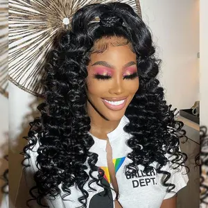 CGRY Hair Real SKINLIKE HD Lace Wig 13x6 Full Frontal HD Lace Front Wigs Human Hair Pre Plucked 180% Density 0.10mm Ultra-thin Invisible-Lace Deep Loose Wave Curly Wigs For Women Raw Indian Hair