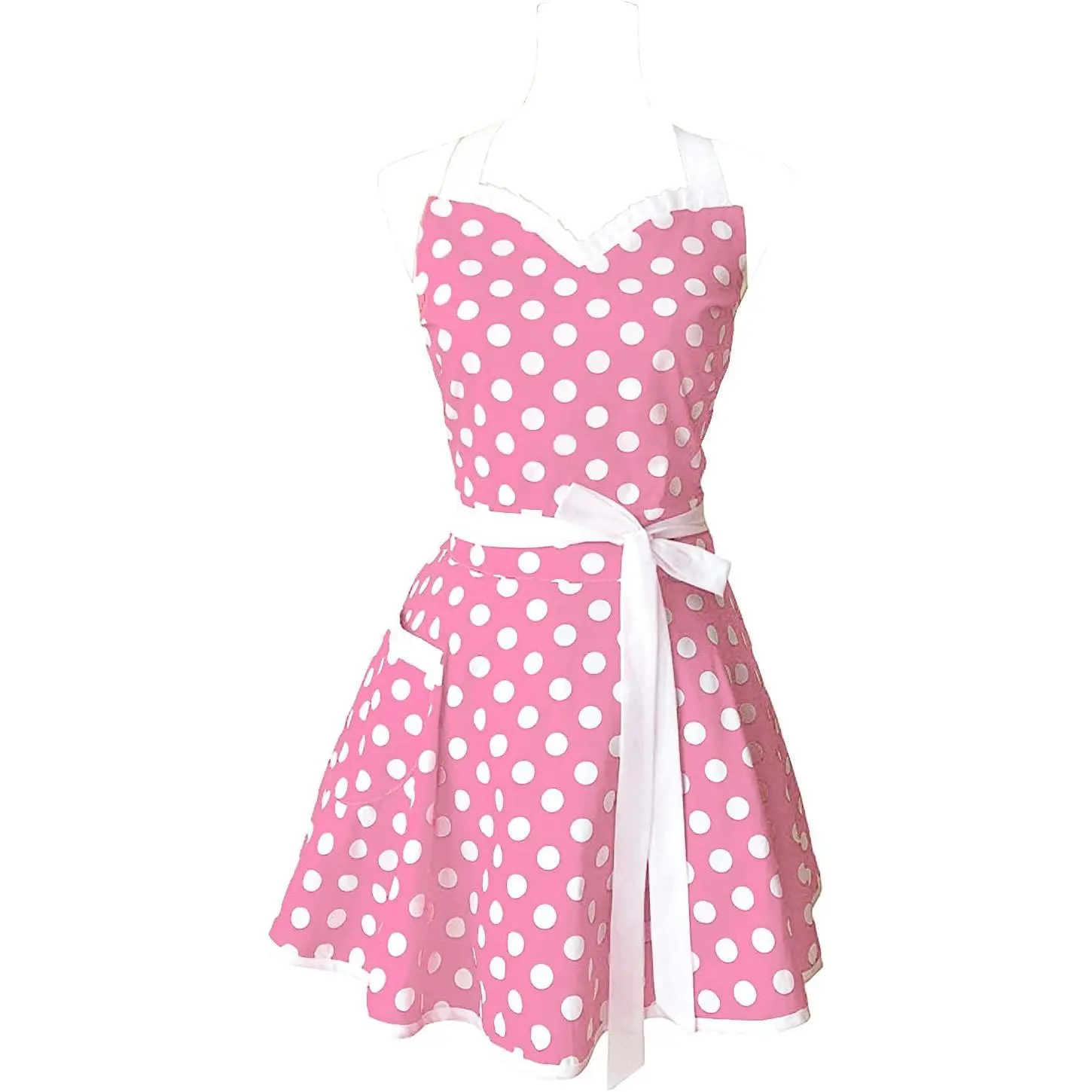 Lovely Sweetheart Retro Kitchen Aprons Woman Girl Cotton Polka Dot Cooking Salon Dress Pinafore  Apron Mothers  (Lilac)