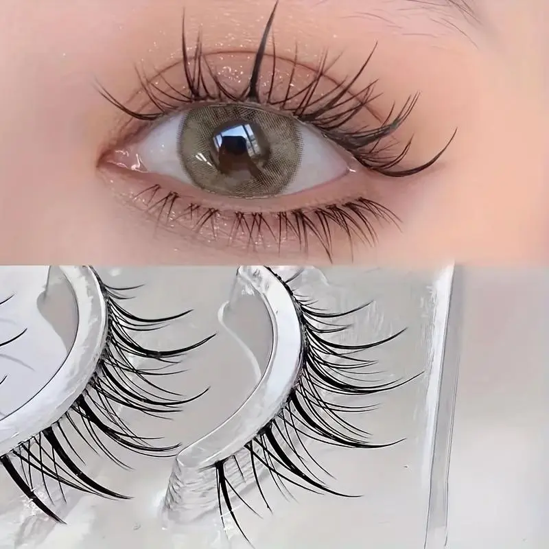 Clear Stem Wavy Eyelashes, Reusable Natural Appearance False Eyelashes, Natural Look Lashes, Easy To Apply, Makeup Beauty Tools, Enhance Eye Appearance, Cosmetic, Synthetic, Faux Lashes
