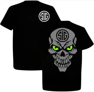 Sig Sauer Skull Green Eyes T-shirt, Summer Outfit, Gift For Him, Graphic tshirt, Full Size, Full Color