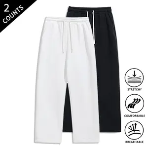 2-Pack Summer Vibes men’s straight-leg sweatpants, loose fit, drawstring elastic waistband, comfortable stretch, breathable casual pants for summer