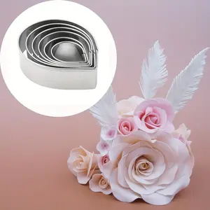 1 Set, Rose Fondant Cutters, Stainless Steel Cookie Cutters, Flower Petal Candy Mold, Biscuit Molds, Chocolate Cutters, Cake Decorating Molds, Baking Tools, Kitchen Gadgets, Kitchen Accessories, Home Kitchen Items
