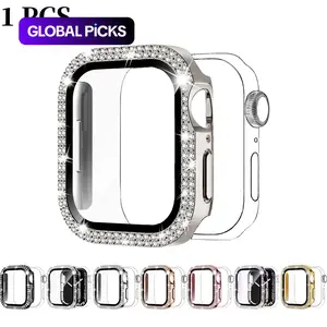 1pc Shiny Rhinestone 2-in-1 Watch Case with Tempered Glass Screen Protector, Anti-fall Ultra-Thin Cover for Apple Watch 38/40/41/42/44/45/46/49mm Series Ultra/SE/10-1, Smartwatch Accessories for Men & Women #GLOBAL PICKS